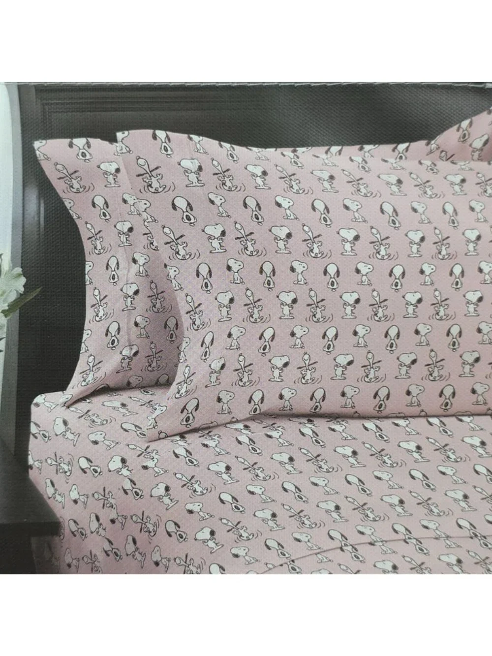 Peanuts Pink Snoopy Queen Sheet Set By Berkshire 100% Polyester